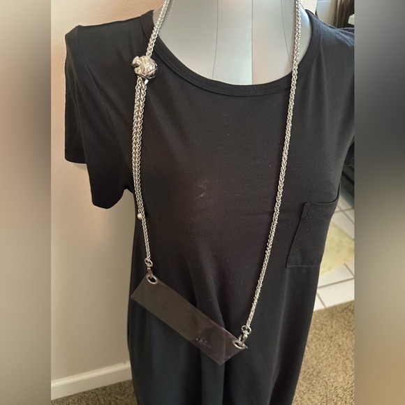 NWOT Chain and clear Plastic Insert shiny silver tone adjustable for long Wallet - Picture 3 of 13